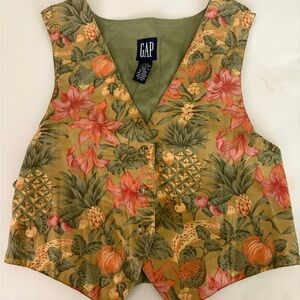 GAP Tropical Floral Vest in Green and Pink